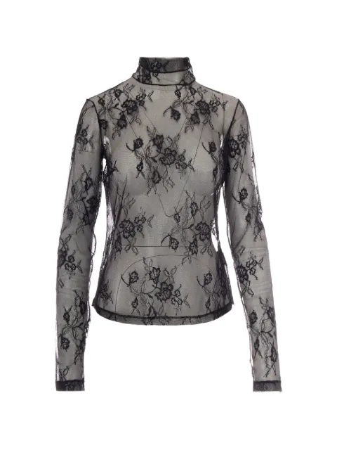 Patrizia Pepe lace-overlay high-neck top Black 8M0349J0050