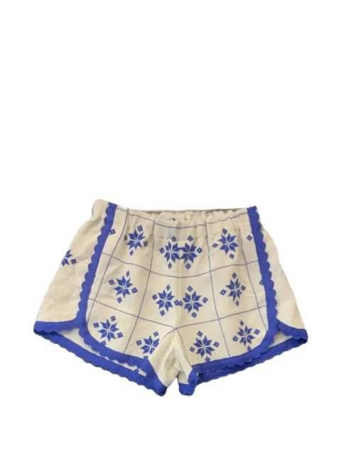 orsina embroidered scalloped-edge shorts Neutrals SHORTSONEOFAKIND