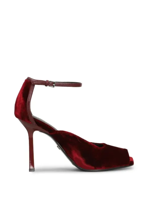 Lola Cruz velvet open-toe sandals Red 010Z70BK