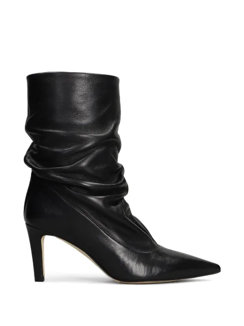 The Seller ruched pointed-toe leather boots Black SE4005