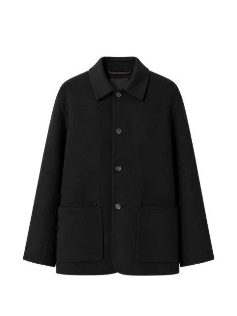 RETORI leather-trim virgin wool coat Black 04MFAOU019LD01