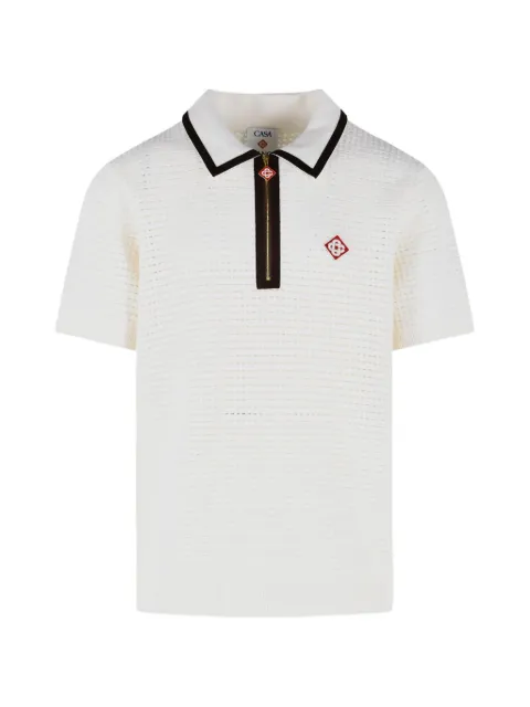Casablanca waffle-stitch wool polo shirt Neutrals MAW26KW148001