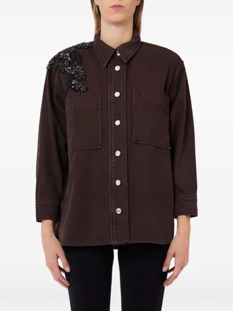 LIU JO bead-embellished denim shirt Brown UF6167D4854