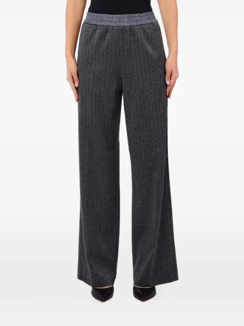 LIU JO pinstriped rhinestone-embellished jeans Grey UF6120D0266