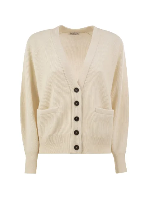 Brunello Cucinelli ribbed-knit cashmere cardigan Neutrals M12175406C2832