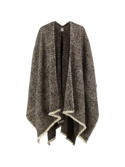 Brunello Cucinelli herringbone-weave fringed wool cape Brown MSCDVSP09CW887