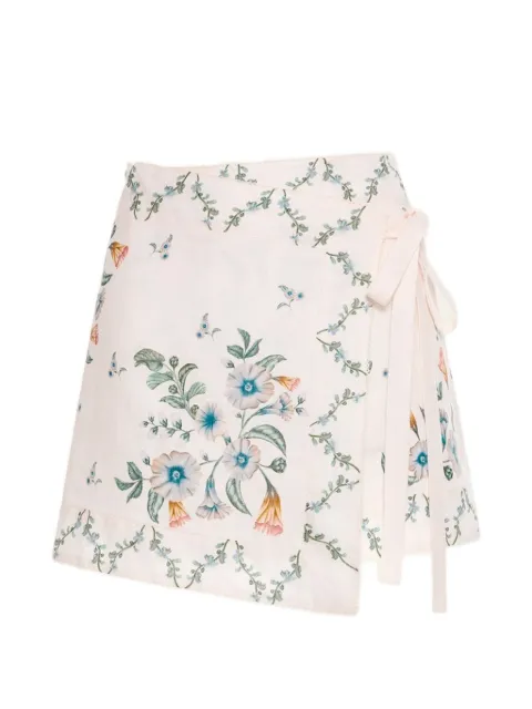 Agua By Agua Bendita Luna Brisa floral-print mini skirt Neutrals 22042IVORY