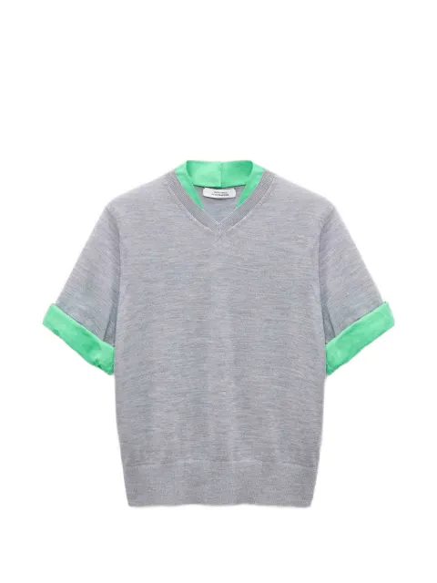 Dorothee Schumacher layered-effect V-neck T-shirt Grey 263611201