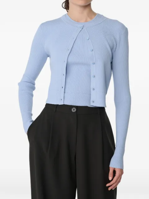 Toccin Zoe Classic ribbed-knit cropped cardigan Blue TF6907N041