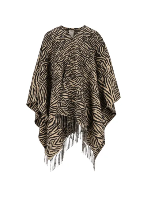 FENDI wool poncho with tiger animalier print Neutrals FXX717B1W0