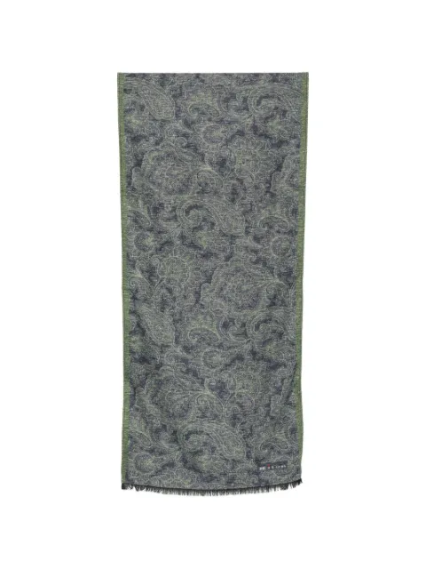 Kiton paisley-print frayed scarf Blue USCIACK0210L02003