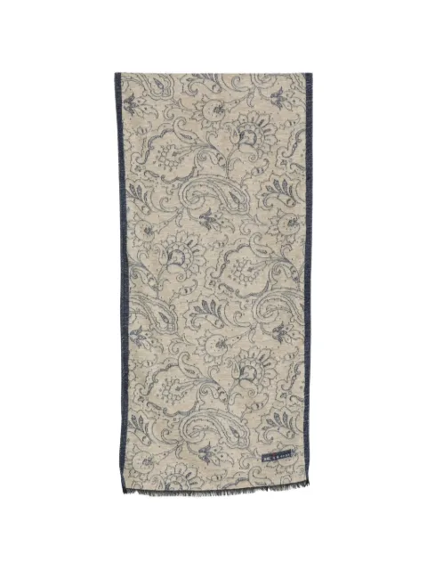 Kiton paisley-print frayed scarf Neutrals USCIACK0210L04003