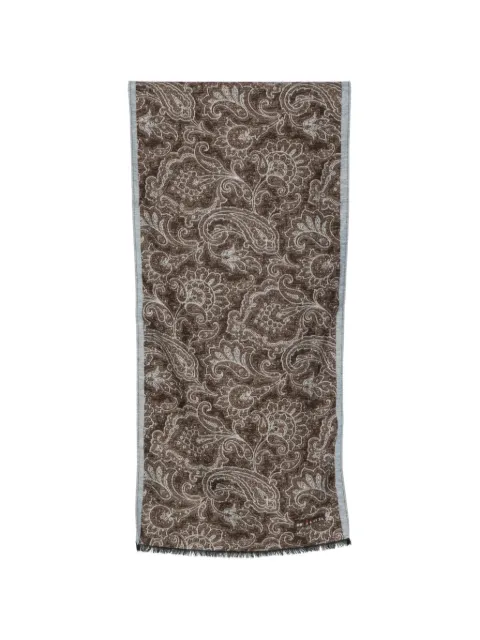 Kiton paisley-print frayed scarf Brown USCIACK0210L06001