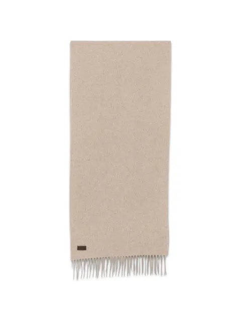 Canali logo-patch fringed scarf Neutrals TF00334