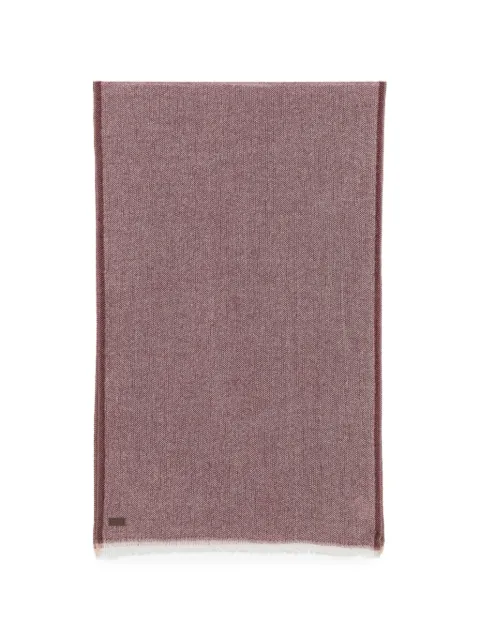 Canali herringbone-weave frayed scarf Red TF00340