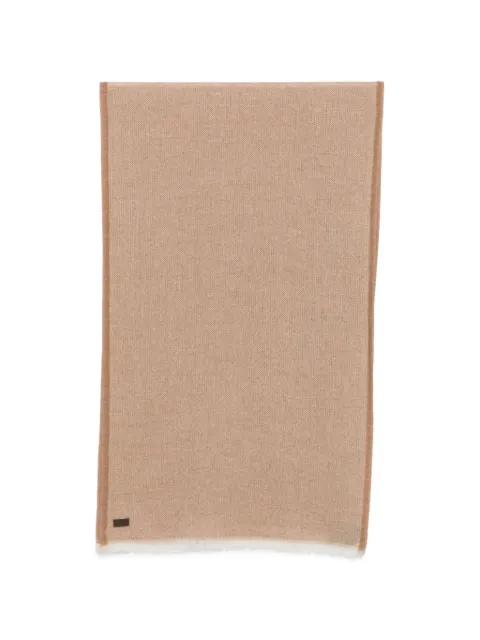 Canali herringbone frayed-edge scarf Neutrals TF00340