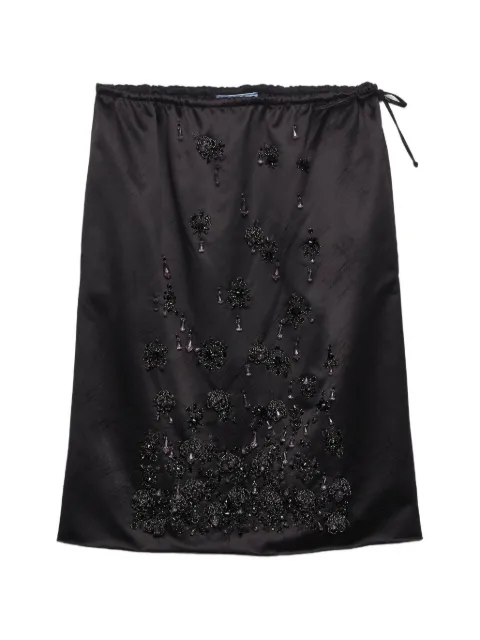 Prada satin skirt with embroidery Black P10E4RSOOO6643