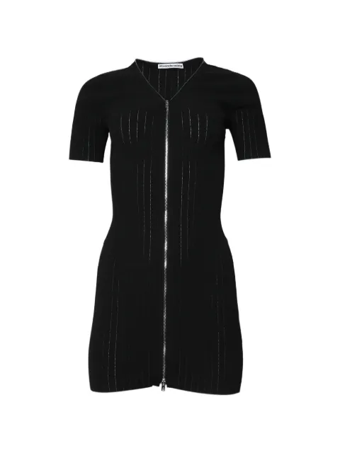 Alexander Wang pointelle-knit V-neck dress Black 1KC3266103