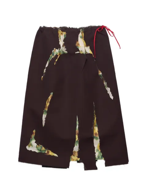 Prada bonded gabardine skirt with devoré effect Brown P10G4SOOO6639