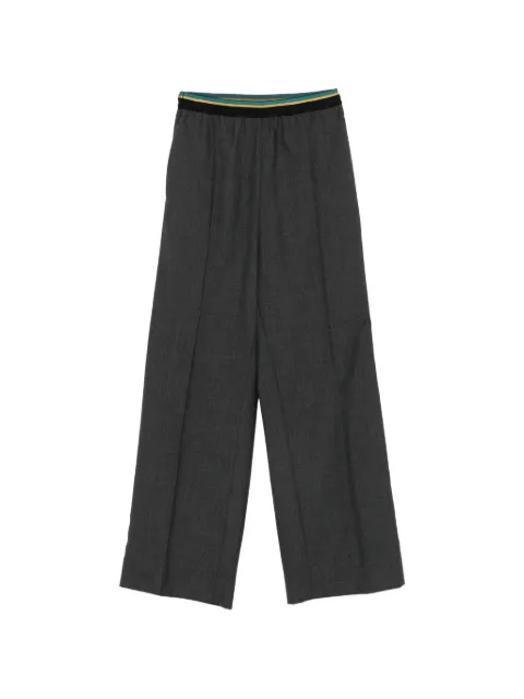 Plan C striped-waistband pressed-crease trousers Grey PNCAB03BU8TW055ME