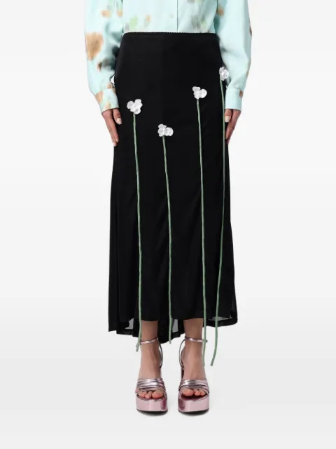 Moschino Couture floral-appliqué midi skirt Black 01200446
