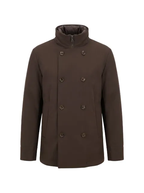 Montecore double-breasted high-neck jacket Brown F11MUCX521185