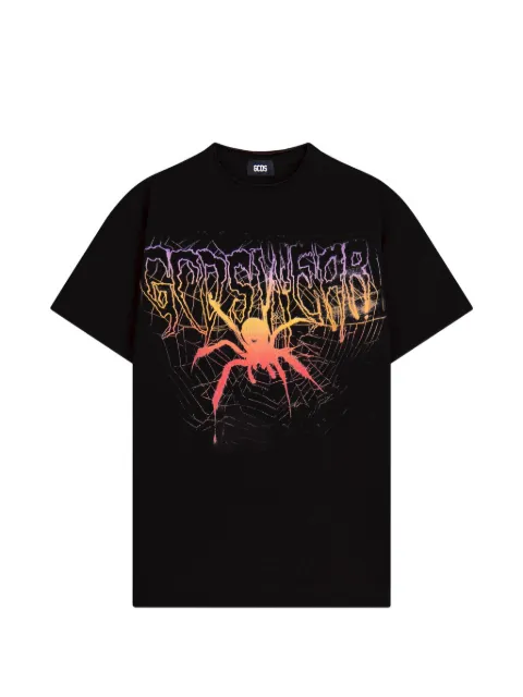 GCDS graphic-print cropped T-shirt Black C2MBQC073J079