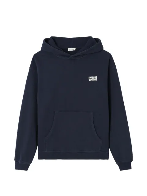 American Vintage Plizzy logo-print hoodie Blue MPLI03C