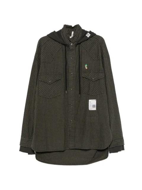 Maison MIHARA YASUHIRO check-pattern hooded shirt Green J17SH182