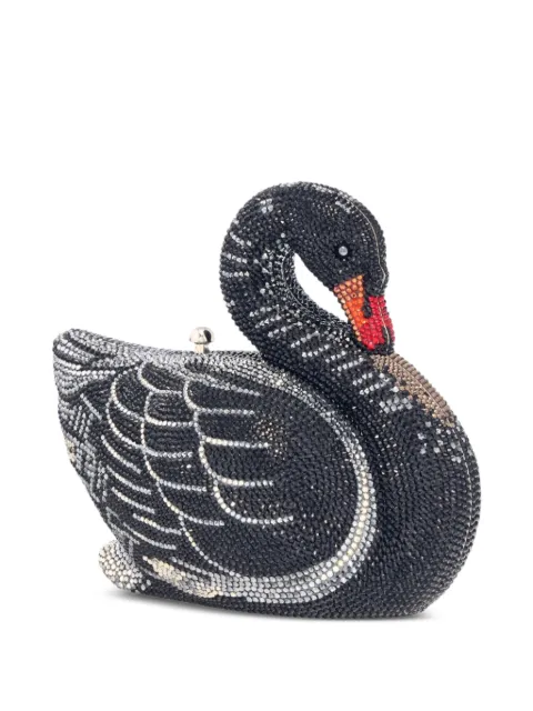 Judith Leiber Odile crystal-embellished swan clutch bag Black M189802