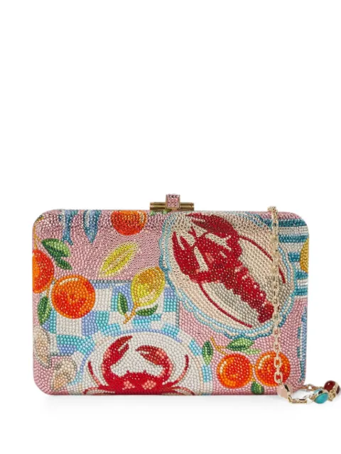 Judith Leiber Slim Slide Amalfi crystal-embellished seafood-motif clutch mini bag Pink M190825