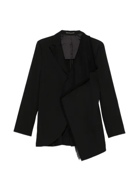 Yohji Yamamoto asymmetric frayed-edge jacket Black FWJ62802
