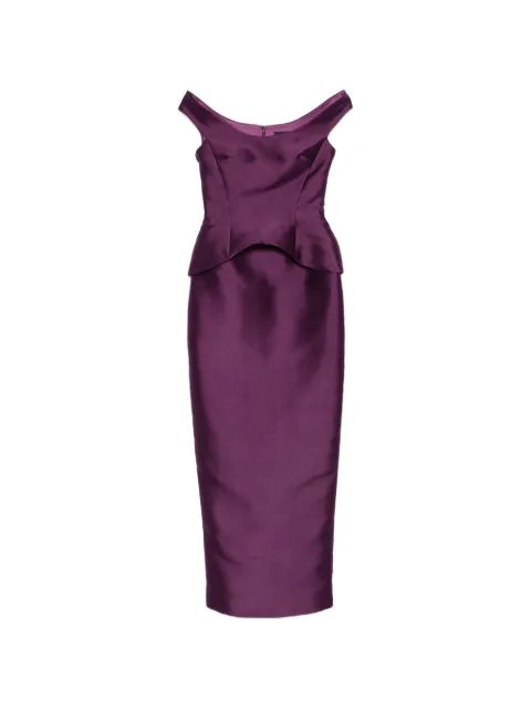 Solace London Pieta off-shoulder peplum-waist maxi dress Purple OS49024DAMSON