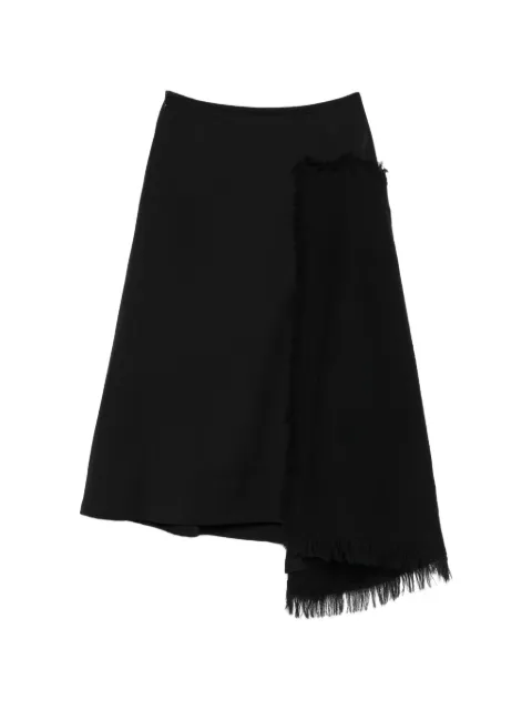 Yohji Yamamoto fringed-edge layered skirt Black FWS60802