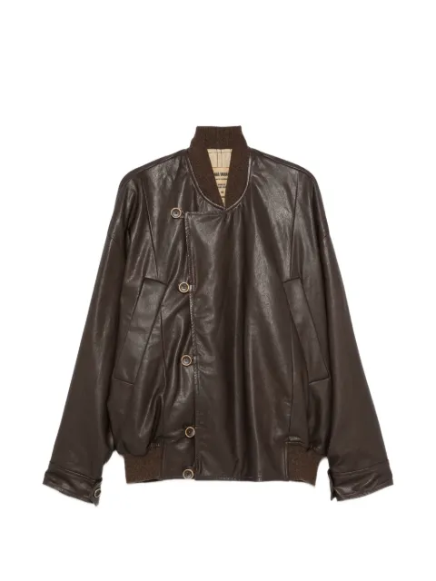 Uma Wang asymmetric leather jacket Brown W6MUM6563