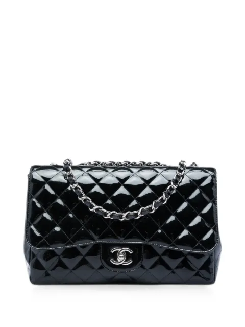 CHANEL Pre-Owned 2009-2010 Jumbo Classic Patent Single Flap shoulder bag Black YWFX66N4N6X8GMY1
