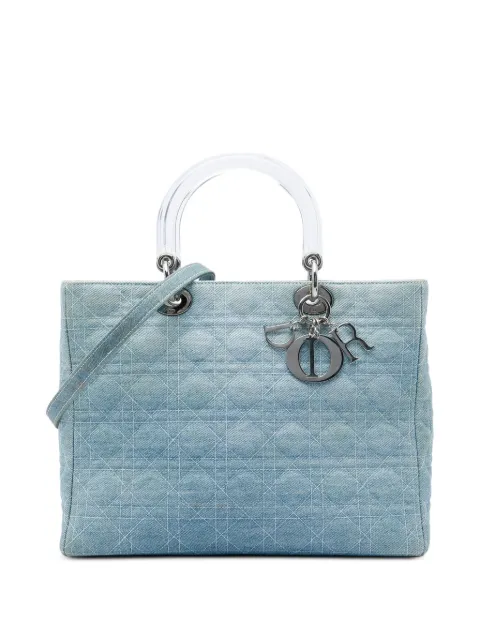Christian Dior Pre-Owned 2000 Large Denim Cannage Acrylic Handles Lady Dior satchel Blue T4IH5SOS0W5WEHPM