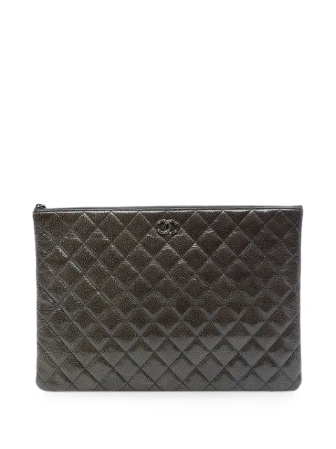 CHANEL Pre-Owned 2014 Large Crinkled Patent O Case clutch bag Grey GT01D6GYZL8J3CAV
