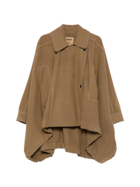 Uma Wang oversized asymmetric-hem cape Brown UP6030