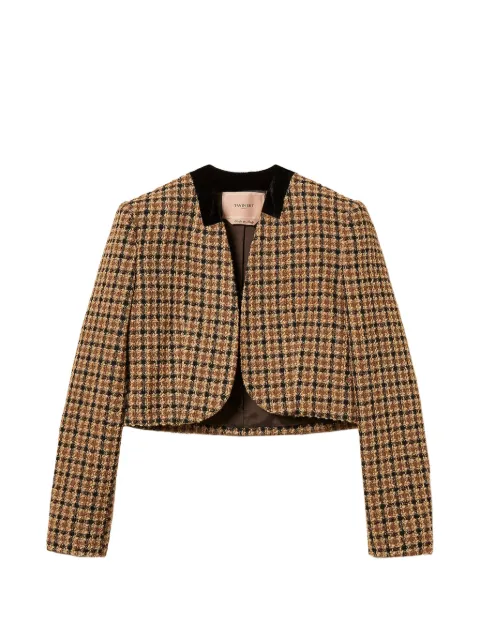 TWINSET check bouclé Spencer jacket Brown 262TT2130