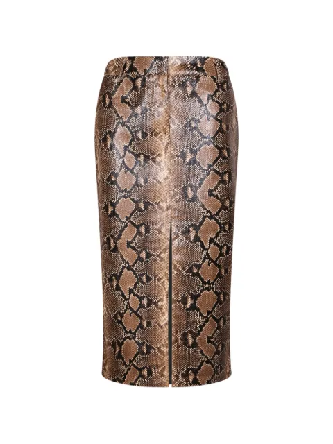 ERMANNO FIRENZE snakeskin-effect rear-slit midi skirt Brown D49EO039E1DMFC23