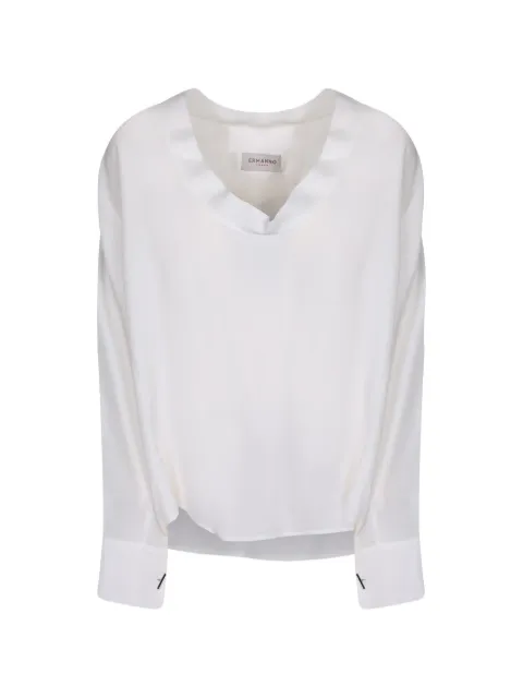 ERMANNO FIRENZE pearl-embellished V-neck blouse White D49EK017E60