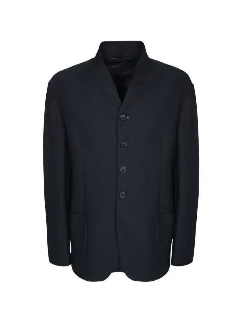 Giorgio Armani honeycomb-knit stand-collar blazer Blue GM004024TE10045