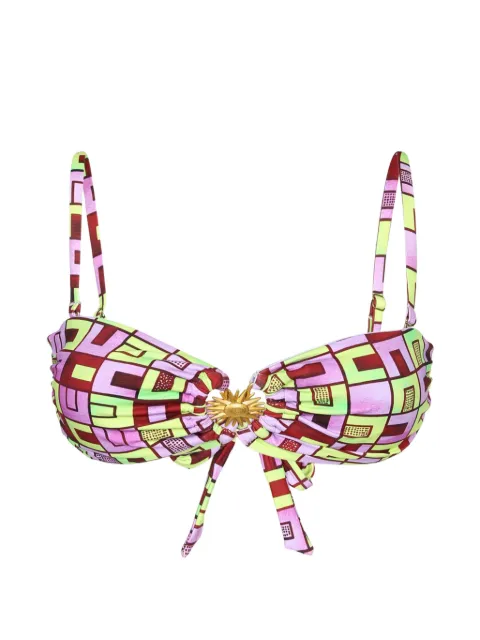 Vlisco Dialogues geometric-print sun-detail bikini top Pink VDAW00024
