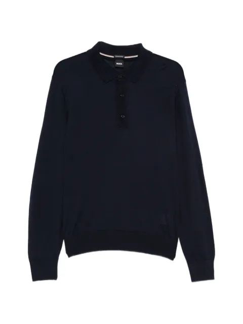 BOSS polo-collar long-sleeve sweater Blue 50565503