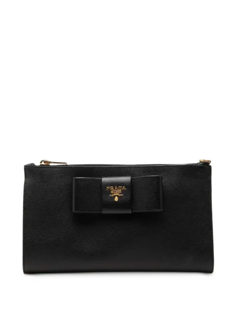 Prada Pre-Owned 2010-2026 Saffiano Bow clutch bag Black T2FV0SIMWWI0PQQI