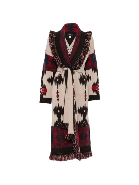 Alanui fringe-trim coat Neutrals LWHQ003E26KNI0016017