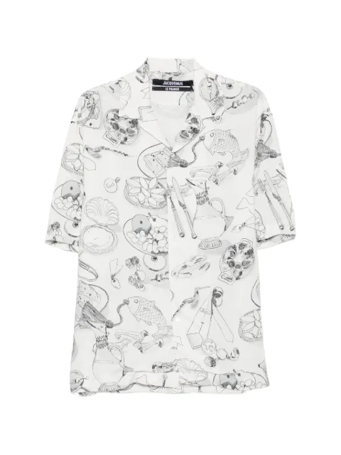 Jacquemus illustrative-print short-sleeve shirt White SHM00646AW00930