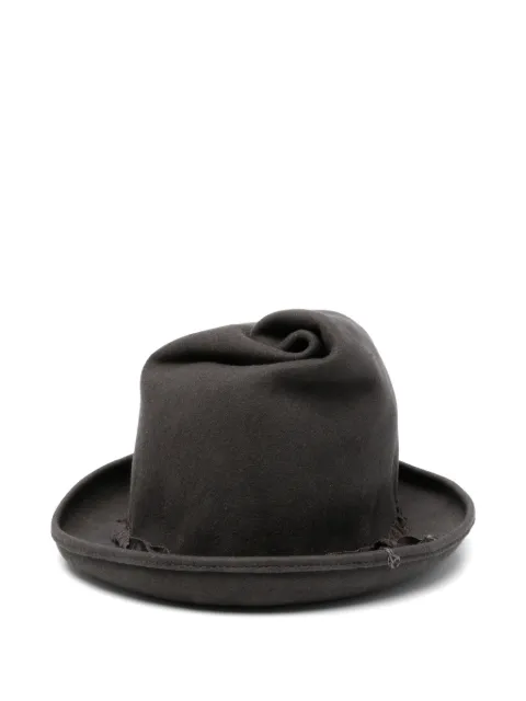 Yohji Yamamoto ruffled-trim fedora hat Grey HWH02161