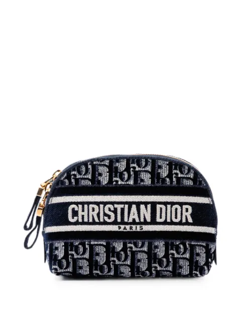 Christian Dior Pre-Owned 2021 Oblique Embroidered Velvet Cosmetic pouch Blue QUJRJJ5L0TIH0PWY